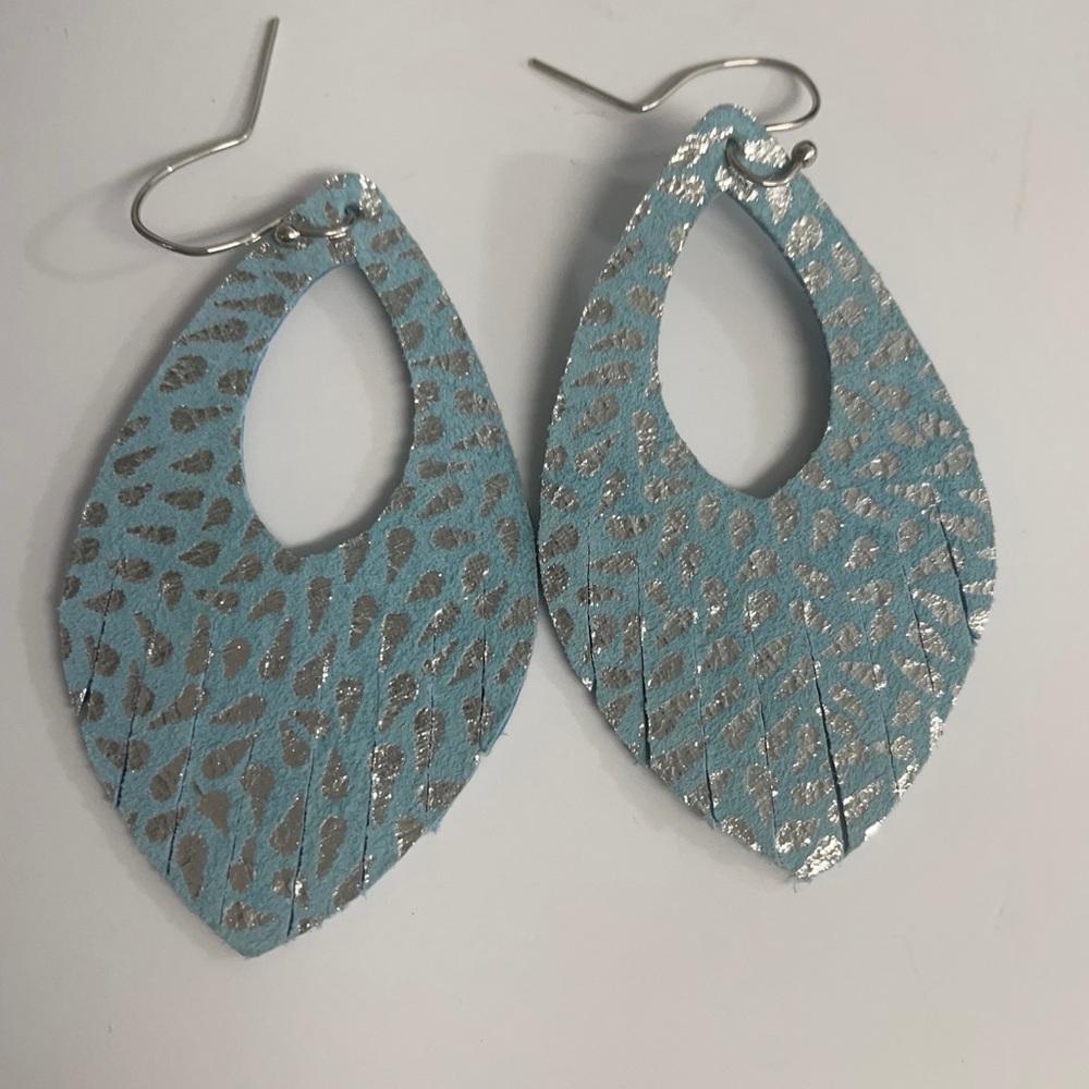 Blue and Silver Teardrop Earrings